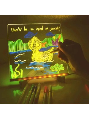 Alvo Store Buğz LED Aydınlatmalı Yazı ve Çizim Tahtası - Küçük Boy 20X20 cm