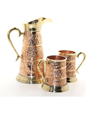 Alvo Store Buğz Pirinç 2 Bardaklı Sürahi Seti