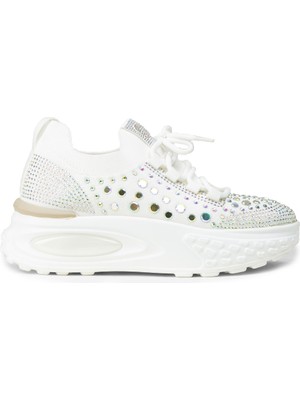 Deery Kadın Beyaz Taş Detaylı Sneaker Ayakkabı - 26311ZBYZP01