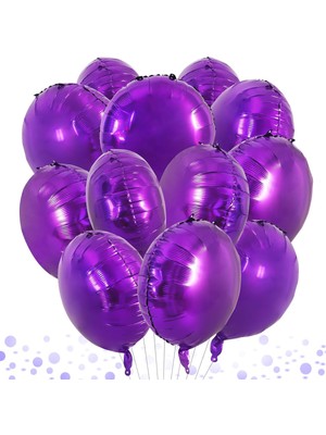 Feyza Design 5 Mor Yuvarlak Folyo Balon Hava ve Helyum Uyumlu Şık