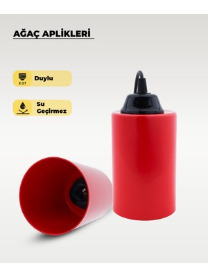 Feyza Design Kırmızı Ağaç Feneri Bahçe Dekorasyon ve Aydınlatma