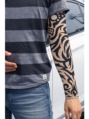 Giyilebilir Kol Dövmesi Çorap Dövme 3D Baskılı Kol Bacak Dövme 2 Adet Model 9