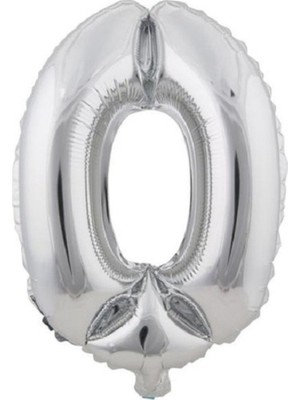 Feyza Design Gümüş Rakam Folyo Balon - 90 cm - Şişirilebilir Gri Balon
