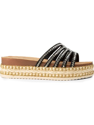 Deery Kadın Siyah Taş Detaylı Terlik - 25172ZSYHP01