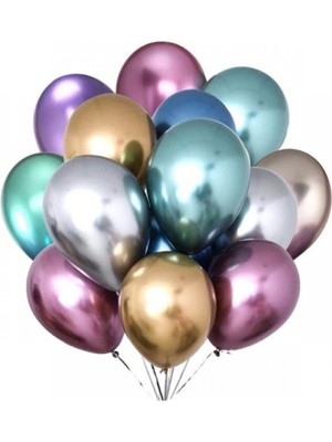 Feyza Design Krom Balon Karışık 12" 20 Adet Çok Renkli Parti Malzemeleri