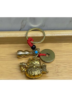 Metal Şans ve Bereket Kedisi Anahtarlık