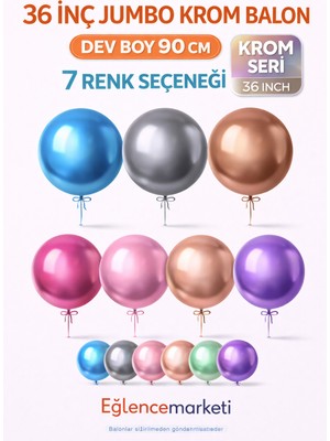 Feyza Design 36 Inç Bej Jumbo Krom Balon Dev Boy 90 cm 7 Renk Seçeneği
