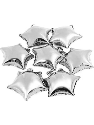Feyza Design 25 Adet 25 cm Gümüş Yıldız Folyo Balon Seti - 10 Inç