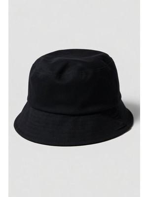 Mollycrush Unisex Siyah Pamuklu Bucket Hat Balıkçı - Güneş Koruyucu Yazlık Şapka