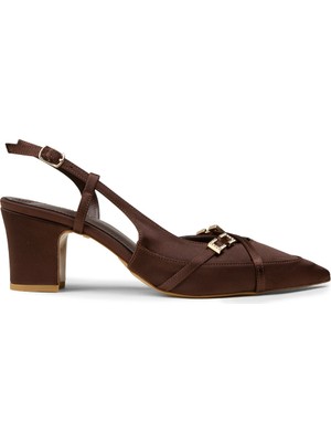 Deery Kadın Saten Kahverengi Topuklu Ayakkabı - RD161ZKHVM01