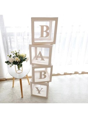 Feyza Design Beyaz Şeffaf Balon Kutusu 25X25 cm - Parti Malzemeleri