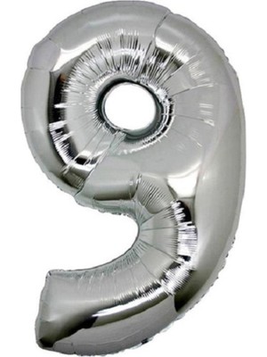 Feyza Design 90 cm Gümüş Rakam Folyo Balon - 9 Sayısı
