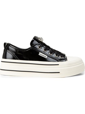 Deery Kadın Siyah Rugan Sneaker Ayakkabı - K0524ZSYHC01