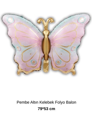 Feyza Design Pembe Altın Kelebek Folyo Balon 79X53 cm