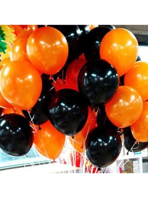 Feyza Design 25 Adet Turuncu ve Siyah Renk Bambam Çakıl Temalı Metalik Balonlar