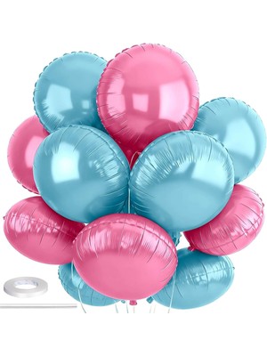 Feyza Design 5 Adet Çok Renkli Yuvarlak Folyo Balon Hava ve Helyum Uyumlu