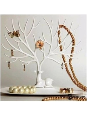 TE Dükkan Buğz Geyik Tasarımlı Takı Standı Beyaz