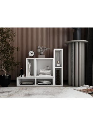 nettrends.net The New Trend Of Shopping Beyaz Modüler Dekoratif Raf ve Çok Amaçlı Mini Kitaplık NRG-YSHP-1003