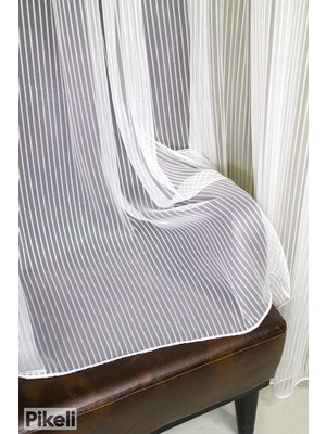 Pikeli - Ağır Gramajlı Zincir Desenli Hafif Simli Tül Perde - 1x3 Sık Pile - Hazır Dikim