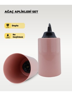 Feyza Design Gül Kurusu Silindir Ağaç Feneri - Bahçe Aydınlatması