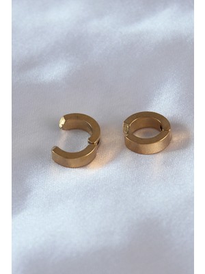 TE Dükkan Buğz 316L Çelik Gold Renk Sıkıştırmalı Erkek Küpe - Buğz