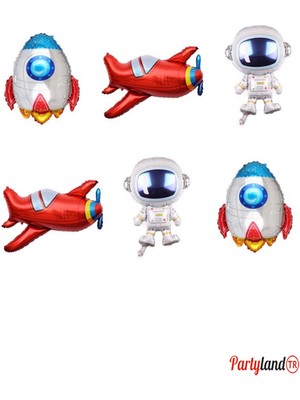 Feyza Design Uzay Konsept 6 Adet 35 cm Folyo Balon Çok Renkli