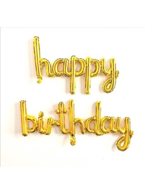 Feyza Design Ekru Gold Happy Birthday Folyo Balon - Parti Malzemeleri