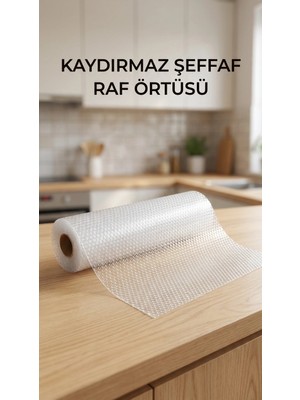 TE Dükkan Şeffaf Pvc Raflık Kaymaz Çekmece Örtüsü 45X300 cm Mutfak Dolap Içi Koruyucu