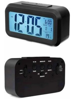 TE Dükkan Buğz Dijital Masa Saati Takvim Çalar Saat Alarmlı Işıklı LED Ekran Pilli - Buğz