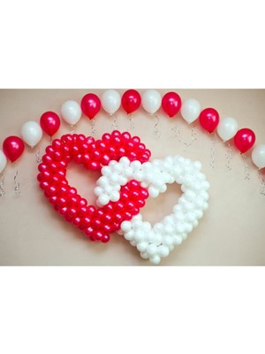 Feyza Design Kırmızı ve Beyaz Metalik Balonlar ile Özel Gün Dekorasyonu