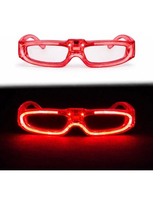 TE Dükkan Buğz Kırmızı LED Işıklı Parti Gözlüğü 3 Modlu – Glow & Gece Eğlence Gözlüğü