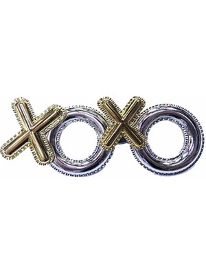 TE Dükkan Buğz Gümüş Renk Xoxo Yazılı Parti Gözlüğü 17X7 cm