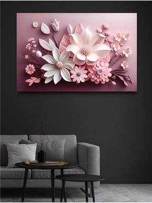 Feyza Design Çok Renkli Çiçekler Dekoratif Kanvas Duvar Tablosu