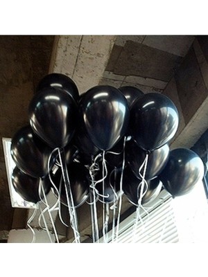 Feyza Design 12'' Siyah Krom Balon Seti - 20 Adet, Şişirilebilir