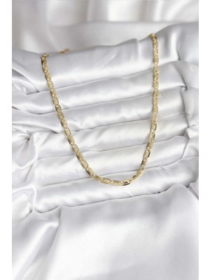 TE Dükkan Buğz 14K Gold Renk Kaplama Plaka Ezme Model Zincirli cm Kadın Kolye - Buğz