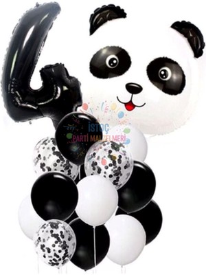 Feyza Design Panda Temalı Çok Renkli Folyo Balon Seti - Yaş 4