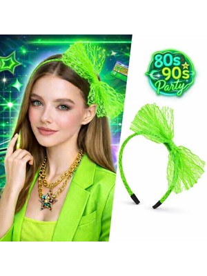 EkoAlışverişDünyam 80’ler 90’lar Neon Yeşil Dantel Taç Fiyonklu
