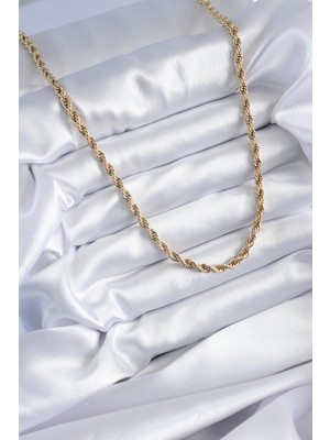 TE Dükkan Buğz 316L Çelik Gold Renk 60 cm Burgu Model Kadın Kolye - Buğz