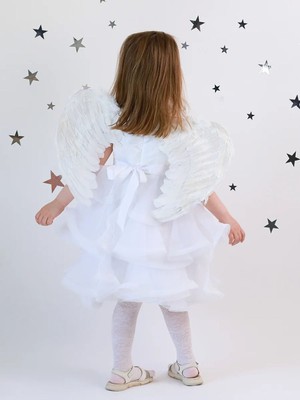 EkoAlışverişDünyam Beyaz Renkli Bebek Boy Melek Kanadı 30X45 cm