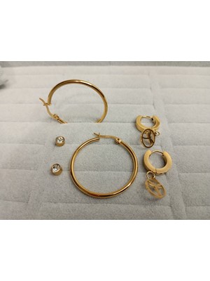 TIPTOP Gold Renk Küpe Seti