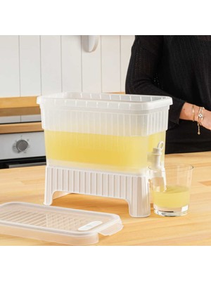 Virtustore Beyaz Buzdolabı Içi Musluklu Ayaklı Su -Limonata - Içecek Sebili Piknik Bidonu 4 Lt