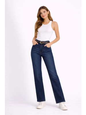 Modaplaza Kadın Kemerli Boru Paça Kot Pantolon 3043