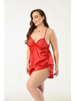 Nuitamore Kırmızı Saten Büyük Beden Şort Takım – Şıklık ve Konforun Buluşması