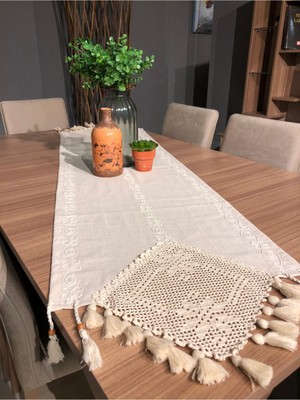 Krem Dantelli Runner 45 x 145 cm - Şık ve Zarif Ev Dekorasyonu
