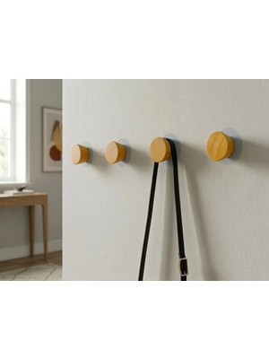 Madera's Art Iskandinav Stili Ahşap 4'lü Koni Duvar Askılık - Askı Doğal, Dekoratif Şık Tasarım Trend
