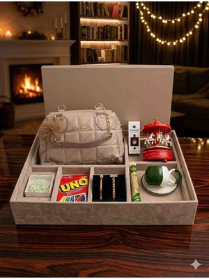  sevgiliye doğum günü, yıldönümü, özel günler ıçin çanta, takı,kırmızı atlı karınca, parfüm deodorant, çikolata konsept premium kadın hediye kutusu