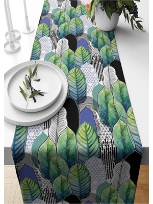 Yeşil Süet Dikdörtgen Runner 140X40 cm Ev & Mutfak Dekorasyonu