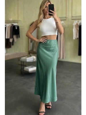 Twomeey Kadın Saten Kumaş Balık Etek
