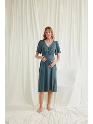 İlk El Grup Ieg™  Dantelli Önü Düğmeli Hamile Lohusa Viskon Gecelik