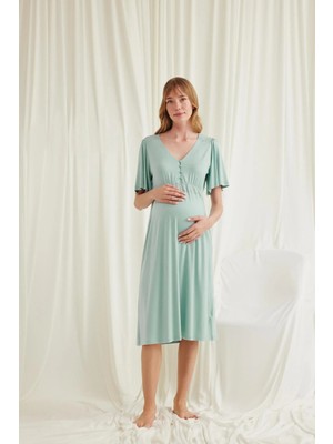 İlk El Grup Ieg™  Dantelli Önü Düğmeli Hamile Lohusa Viskon Gecelik